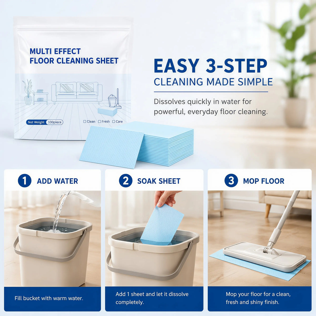 100-Piece Multi-Surface Floor Cleaning Tablets for Hardwood & Tile
